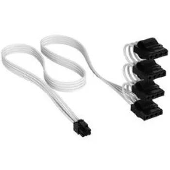 Corsair Premium Sleeved 4x 4-Pin-Molex kabelis, skirtas Type-5 maitinimo šaltiniui - Baltas