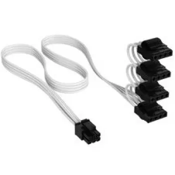 Corsair kabelis, Type 4, PATA maitinimo jungtys, 450 mm, 550 mm, 650 mm, 750 mm, individualiai apvyniotas - Baltas