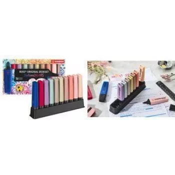 Žymeklių rinkinys Stabilo BOSS ORIGINAL NatureCOLORS 10 spalvų su stovu, juodu plastikiniu laikikliu, kaltiniu antgaliu, 1 vnt. (7010-3-5)