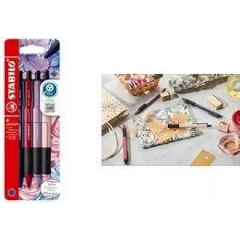 Šratinis rašiklis Stabilo pointball NatureCOLORS, bordo spalvos 4 spalvų rinkinys dėkle, neslystanti rankena, minkštas rutulinis antgalis