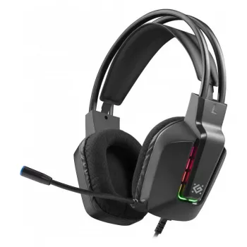 Laidinė USB žaidimų ausinė DEFENDER GOTHIC RGB su mikrofonu, juoda