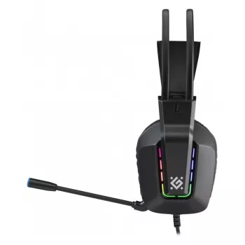 Laidinė USB žaidimų ausinė DEFENDER GOTHIC RGB su mikrofonu, juoda