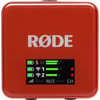 Belaidė mikrofono sistema Rode Wireless Go III ruda — 2,4 GHz belaidis ryšys, kompaktiškas dviejų kanalų rinkinys