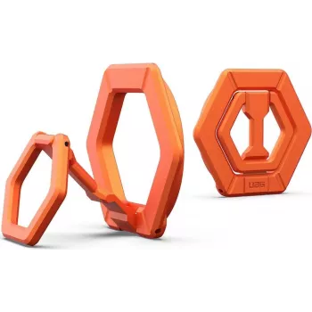 UAG Urban Armor Gear Magnetinis žiedinis stovas | Laikymo žiedas su stovo funkcija | skirtas MagSafe ir UAG dėklams su įmontuotu magnetu | deganti oranžinė