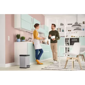 Hailo Öko duo Plus M 18 L plieninis virtuvės atliekų konteineris, 2 skyriai, sidabrinis