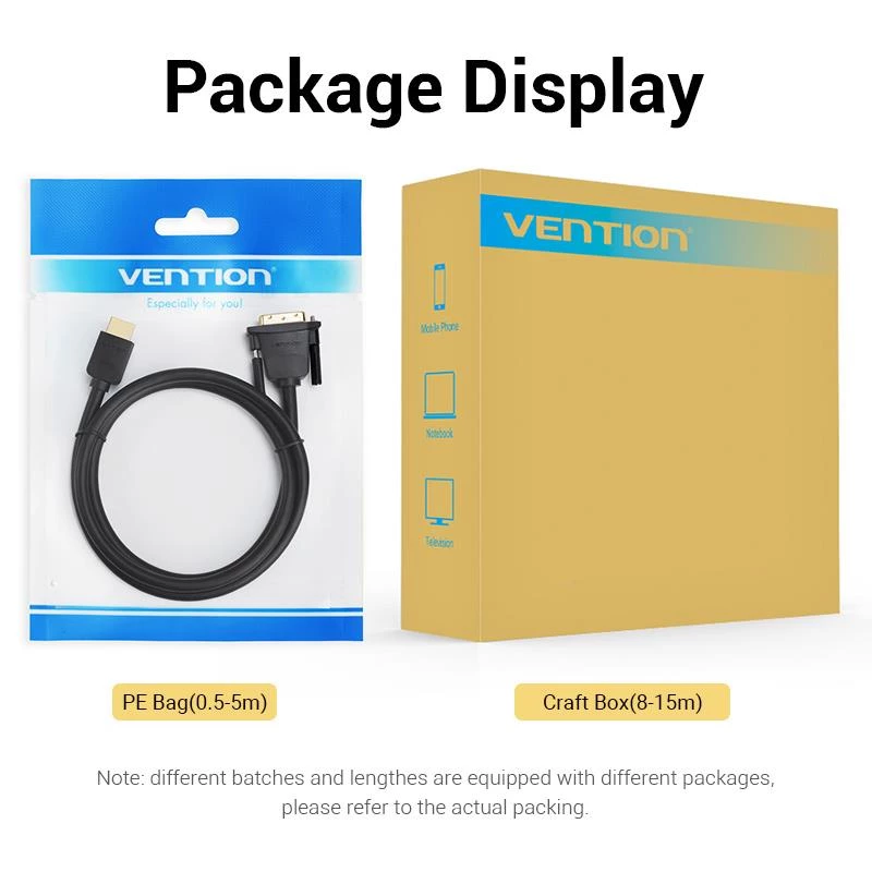 HDMI į DVI laidas 2 m / juodas Vention Abfbh