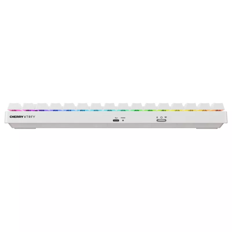 Belaidė mechaninio tipo kompaktiška klaviatūra Cherry XTRFY K33 75% QWERTZ vokiška balta USB + RF + Bluetooth RGB
