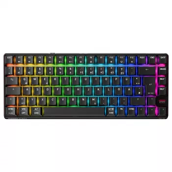 Belaidė žaidimų klaviatūra Cherry XTRFY K33 Compact 75% QWERTZ vokiškas USB + RF + Bluetooth RGB juoda