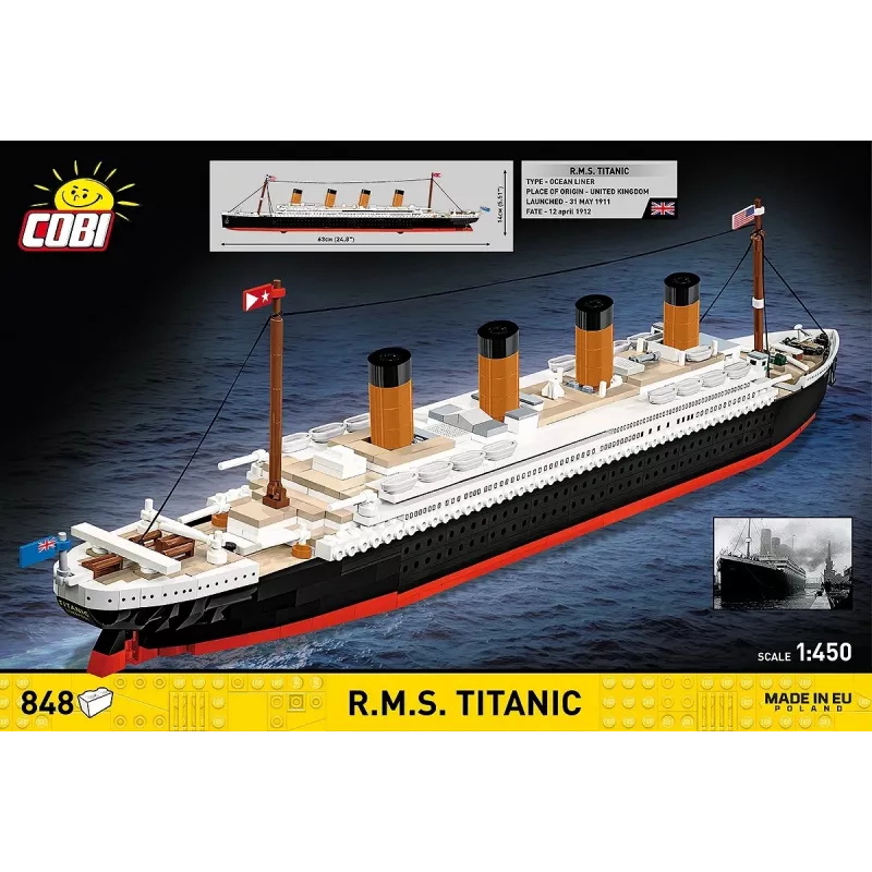 Konstruktorius Cobi R.M.S. Titanic modelis, 848 detalių, kolekcinis laivo modelis