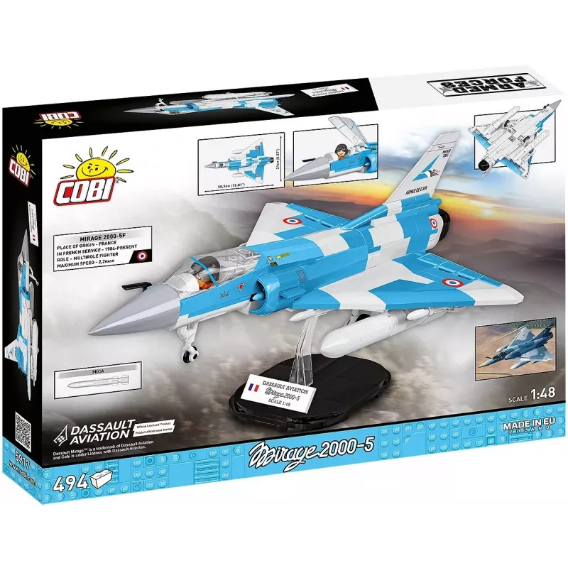 Cobi Mirage 2000-5F Modelis iš Plytelių, Ginkluotųjų Pajėgų Serija, 495 Dalys, Mastelis 1:48