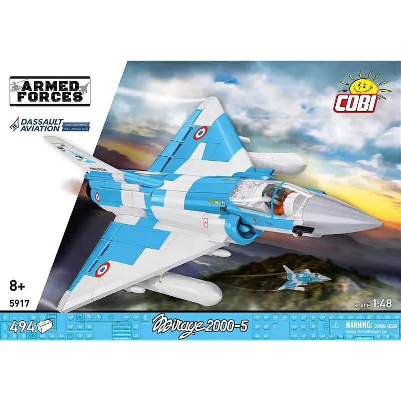 Cobi Mirage 2000-5F Modelis iš Plytelių, Ginkluotųjų Pajėgų Serija, 495 Dalys, Mastelis 1:48