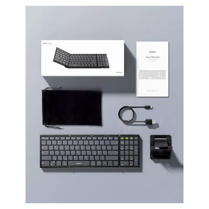 Belaidė Bluetooth pilno dydžio klaviatūra Inateck N0135 Juoda — QWERTZ, žirkliniai jungikliai