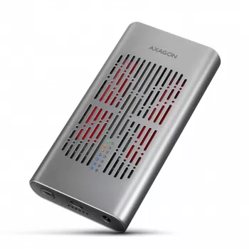 Išorinė dėžutė AXAGON EEM2-20GD USB-C 20 Gbps dviems M.2 NVMe SSD diskams su aparatiniu klonavimu
