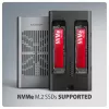 Išorinė dėžutė AXAGON EEM2-20GD USB-C 20 Gbps dviems M.2 NVMe SSD diskams su aparatiniu klonavimu