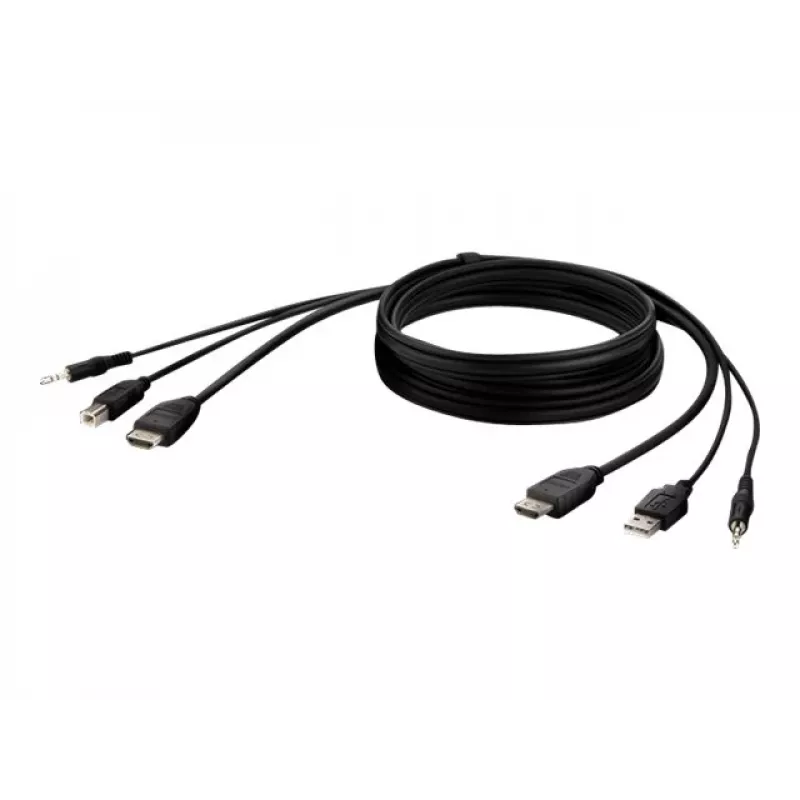 KVM kabelis Belkin F1DN1CCBL – HDMI į USB A/B su garsu, USB klaviatūros/pelės prievadais, 3 m