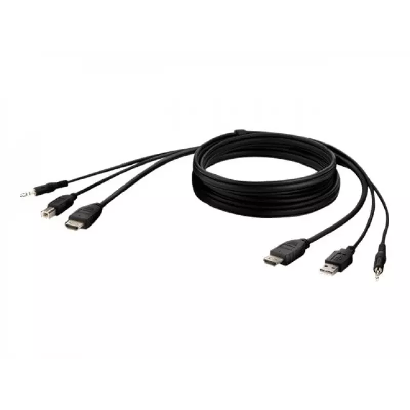 KVM kabelis Belkin F1DN1CCBL – HDMI į USB A/B su garsu, USB klaviatūros/pelės prievadais, 3 m