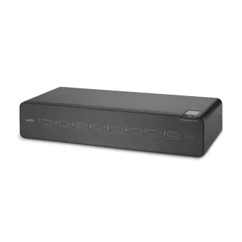 KVM jungiklis Belkin F1DN208KVM-UN-4 — 8 prievadų, dviejų monitorių HDMI/DisplayPort, USB klaviatūra ir pelė, 4K@60Hz, montavimas į stelažą, juodas