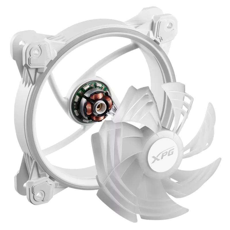 XPG HURRICANE 120 ARGB PWM White, ventiliatorius, 12 cm, 600 RPM, 2000 RPM, baltas