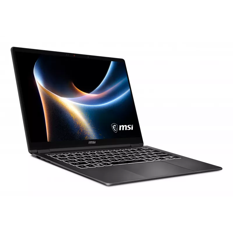 Hibridinis 2-in-1 nešiojamas kompiuteris MSI Prestige 14 Flip AI+ D3MTG-055 – Intel Core Ultra 9 386H, 14 colių Full HD+ lietimui jautrus ekranas, 32 GB LPDDR5x, 2 TB SSD, Wi‑Fi 7, Windows 11 Home
