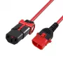 ACT Powercord C13 IEC Lock+ - C14 IEC Lock dvigubas fiksavimas raudonas 2 m, PC3615