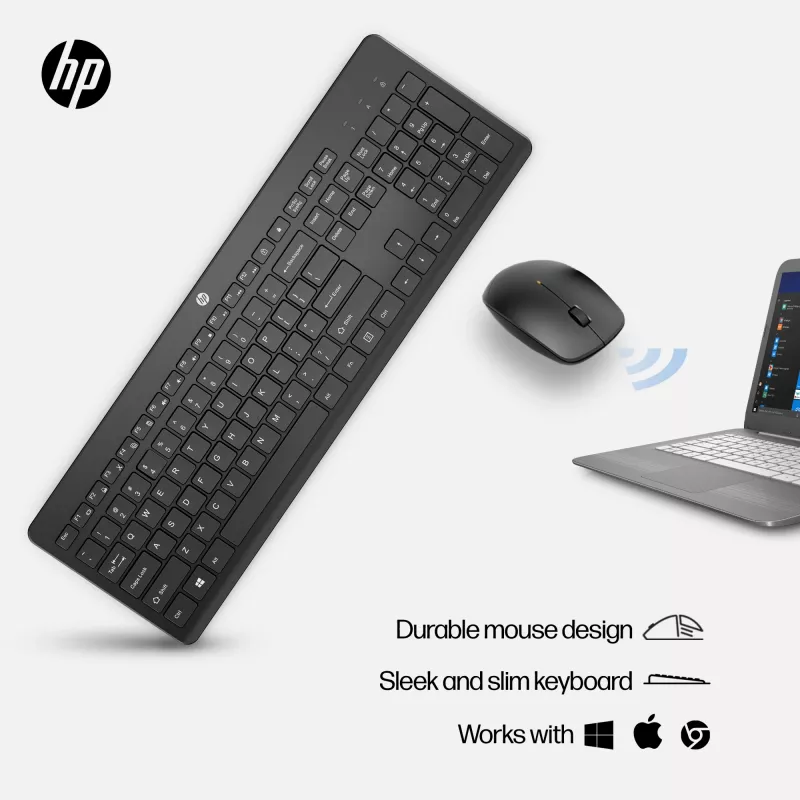 HP 230 belaidis pelių ir klaviatūrų rinkinys, baltas, su pele