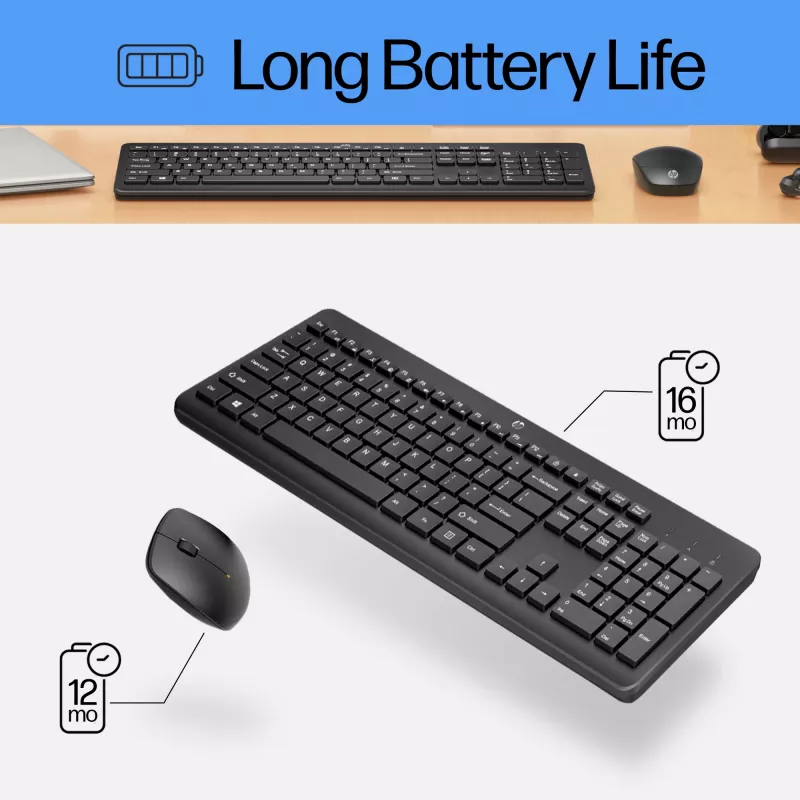 HP 230 belaidis pelių ir klaviatūrų rinkinys, baltas, su pele