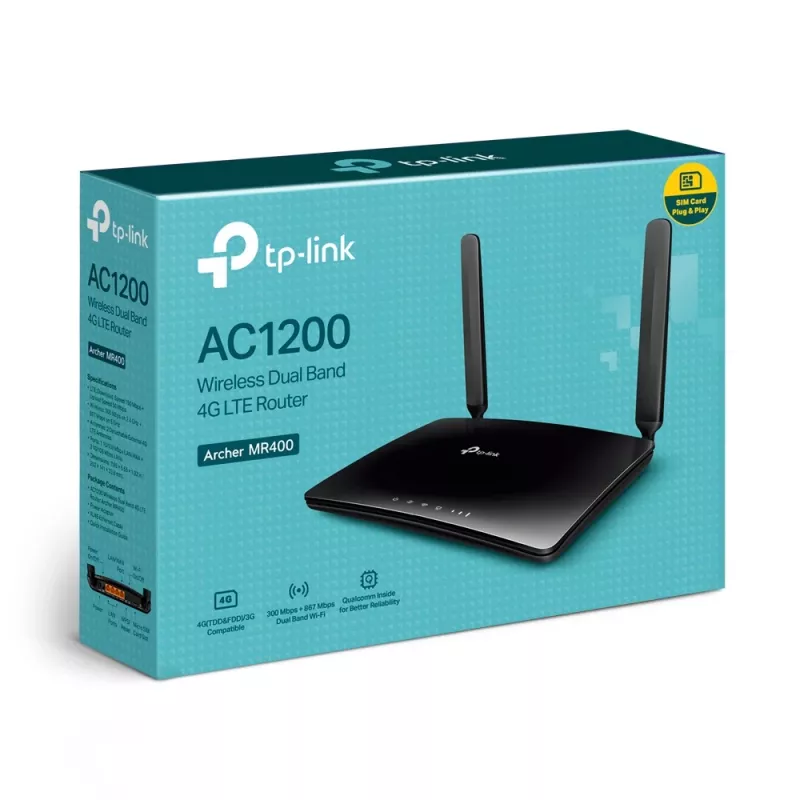 TP-Link Archer MR400 AC1200 belaidis dviejų juostų 4G LTE maršrutizatorius