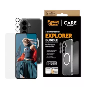 Apsauginis stiklas PanzerGlass CARE 3-in-1, skirta Samsung Galaxy S (2026)