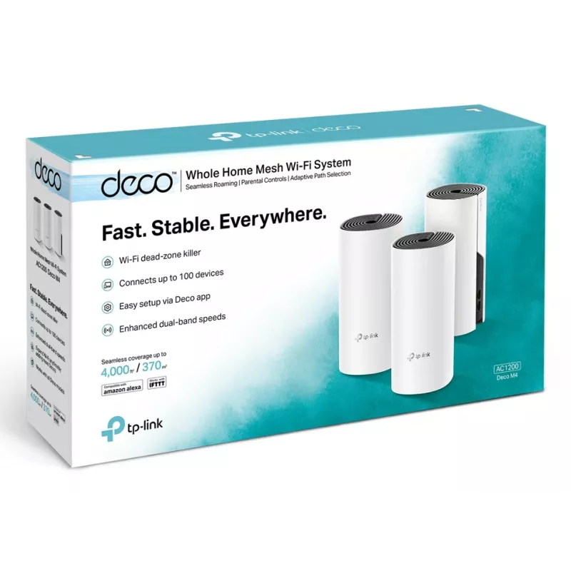 TP-Link Deco M4 AC1200 belaidžių tinklų sistema (3 vnt.), balta