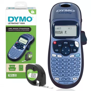 Nešiojamas etikečių spausdintuvas DYMO LetraTag LT-100H su ABC klaviatūra ir 13 simbolių LCD ekranu, mėlynas
