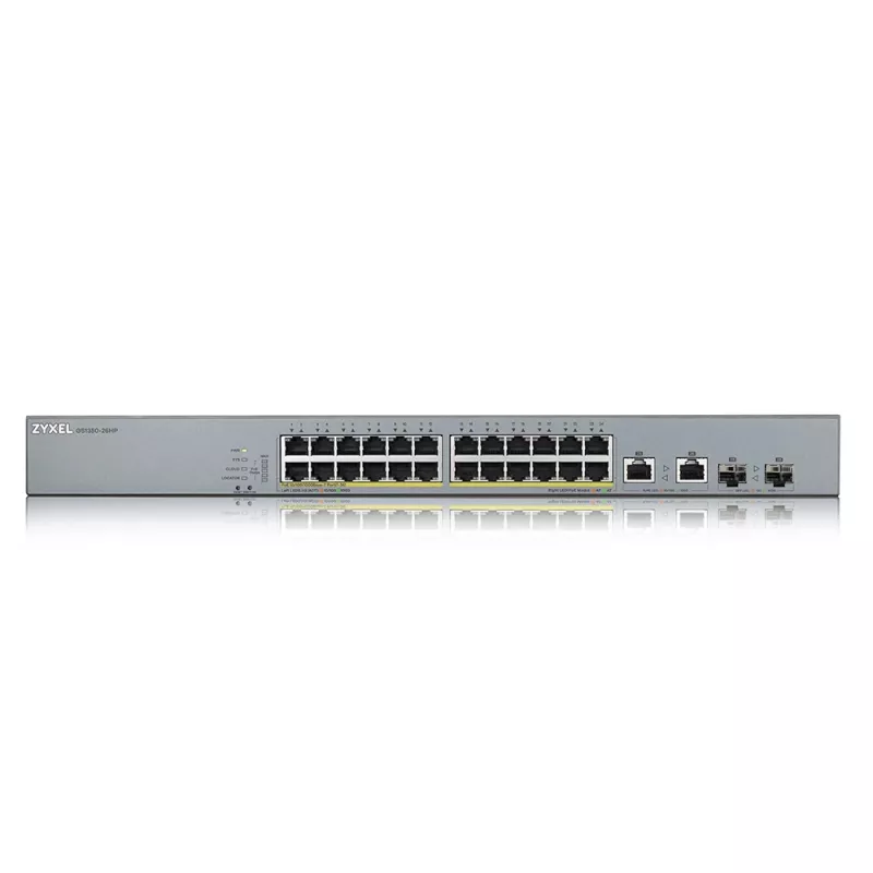 Zyxel GS1350-26HP-EU0101F valdomas L2 gigabaitinis Ethernet komutatorius su PoE, pilkas