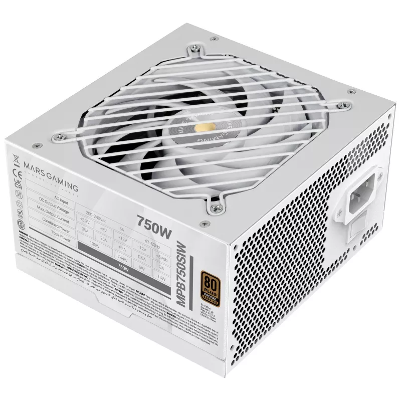 Mars Gaming MPB750SIW maitinimo blokas 750 W 24-pin ATX ATX Baltas