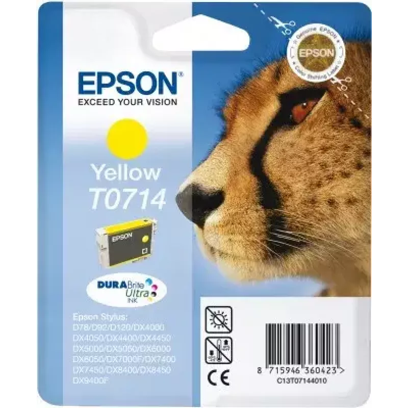 Epson Cheetah Singlepack Yellow T0714 DURABrite Ultra rašalinė kasetė