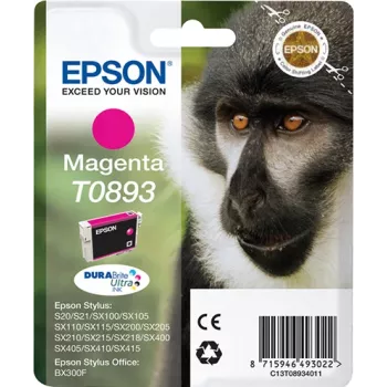 Epson Monkey Singlepack Magenta T0893 DURABrite Ultra rašalas, rausvai raudonas, pigmentinis, 3,5 ml, 1 vnt.