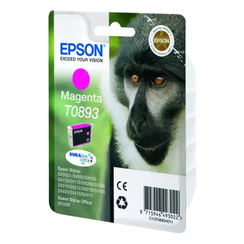 Epson Monkey Singlepack Magenta T0893 DURABrite Ultra rašalas, rausvai raudonas, pigmentinis, 3,5 ml, 1 vnt.