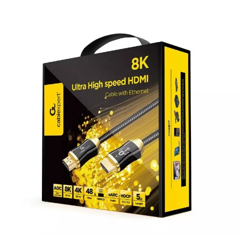 HDMI kabelis Gembird CCBP-HDMI8K-AOC-5M – HDMI 2.1, 48 Gbit/s, 5 m, auksuoti kontaktai