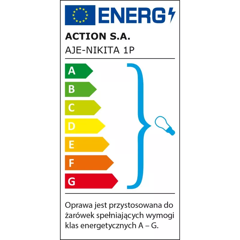 Sieninis šviestuvas ActiveJet NIKITA nikelio spalvos, vienas šviesos šaltinis, E27, IP20, 220–240V, max 60W