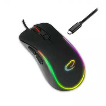 Žaidimų pelė ESPERANZA EGM303 USB Type-C, optinė 2400 DPI, 7 mygtukai, RGB, dešinei rankai, juoda