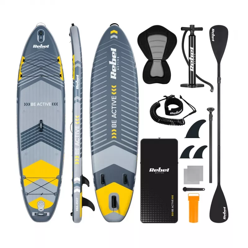 Pripučiama SUP lenta Rebel ACTIVE 350x81x15 cm komplektas - modelis RBA-4500, universali ir turistinė irklenė