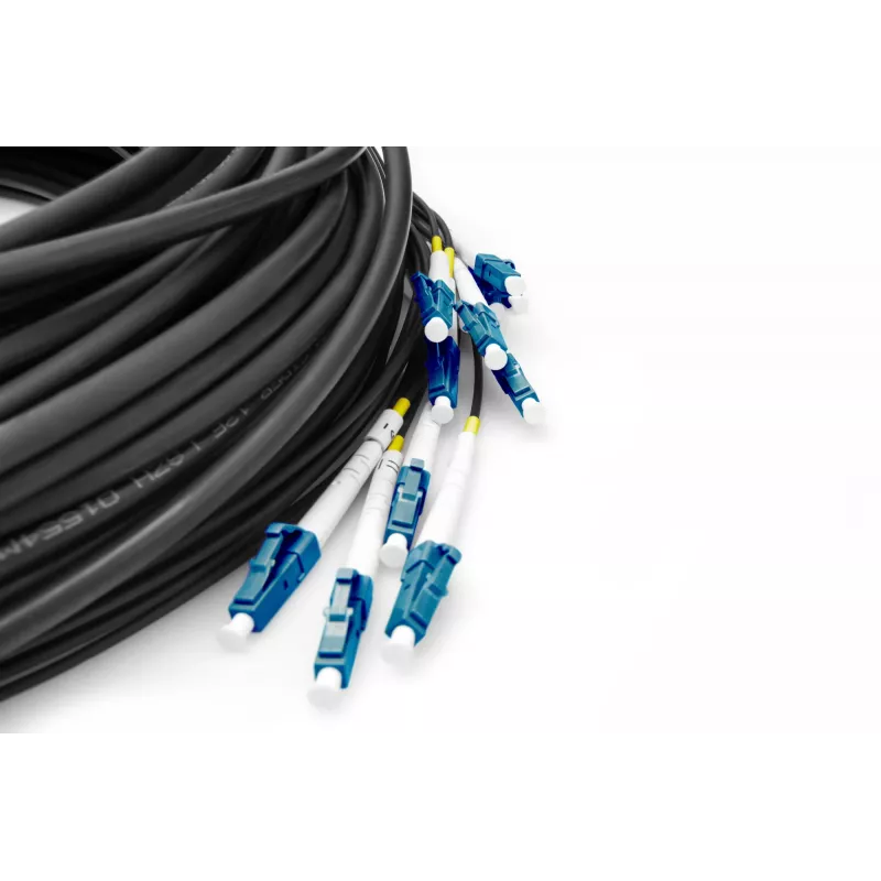 Digitus iš anksto surinktas stiklo pluošto universalus išvadinis kabelis Single Mode OS2 12 gyslų LC/UPC 100 m