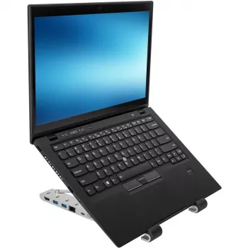 Nešiojamas stovas su integruotu dokų stotimi ir nešiojamojo kompiuterio laikikliu USB-C 3.2 Gen 1 Thunderbolt 3