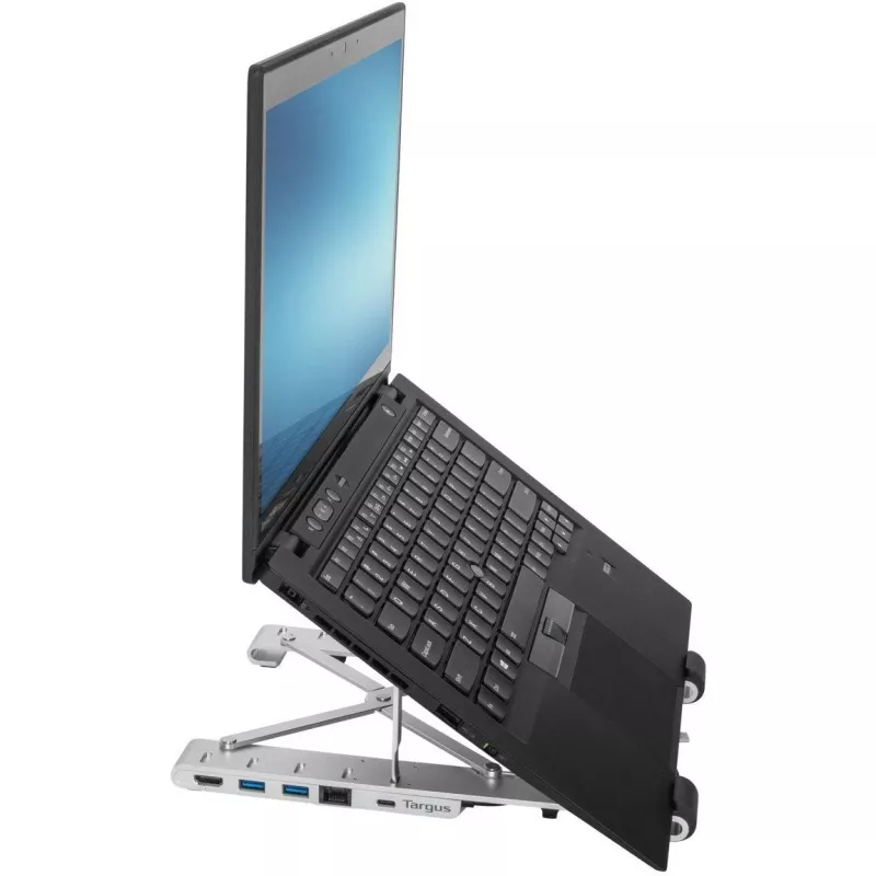 Nešiojamas stovas su integruotu dokų stotimi ir nešiojamojo kompiuterio laikikliu USB-C 3.2 Gen 1 Thunderbolt 3