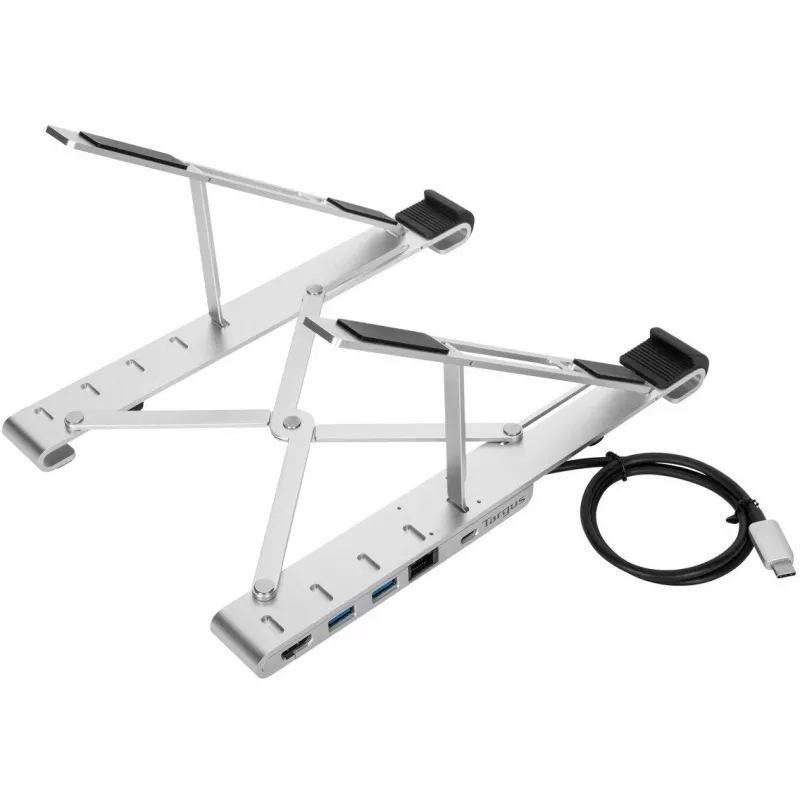 Nešiojamas stovas su integruotu dokų stotimi ir nešiojamojo kompiuterio laikikliu USB-C 3.2 Gen 1 Thunderbolt 3