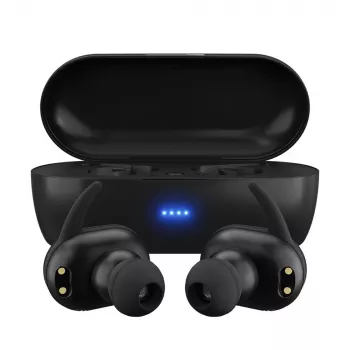 MAXELL MINI DUO belaidės ausinės į ausį su įkrovimo dėklu Juodos