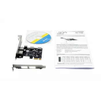 EXSYS 2 prievadų USB 3.2 Gen 1 PCIe plokštė 3A Renesas EX-11192