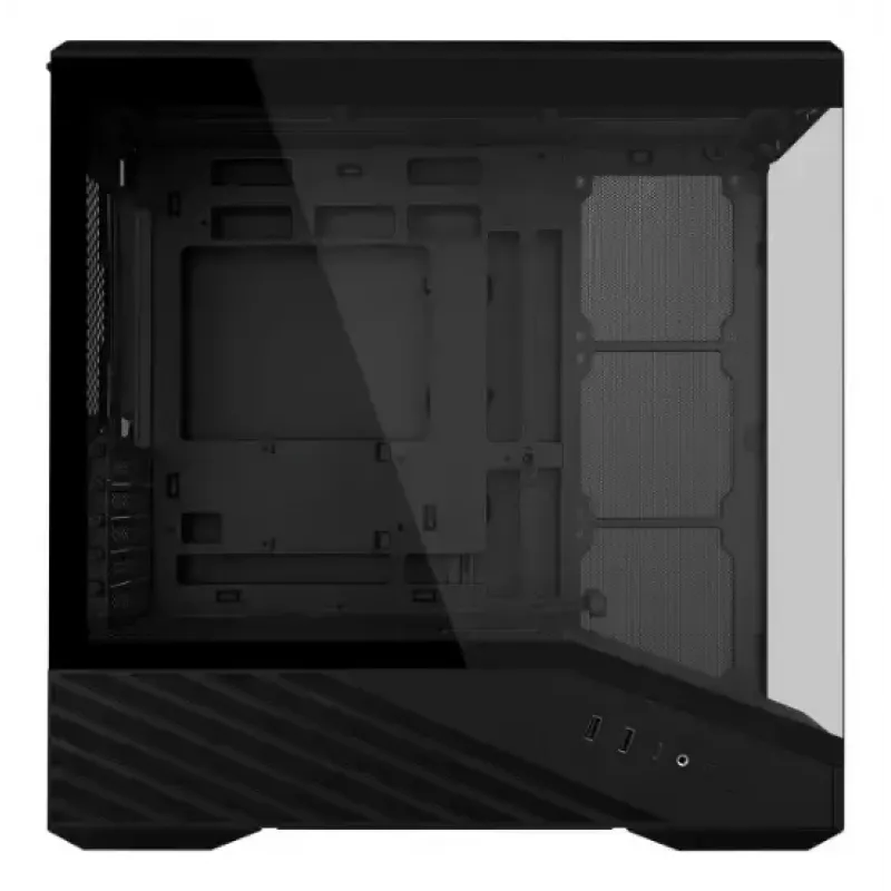 Mini bokso korpusas Lian Li Vector V100R MINI — Mini-ITX/Micro-ATX, grūdintas stiklas, 3x120 mm šoniniai + 1x120 mm galiniai ventiliatoriai, 2x 2,5 colio + 1x 3,5 colio diskų vietos, juodas