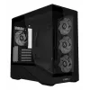 Mini bokso korpusas Lian Li Vector V100R MINI — Mini-ITX/Micro-ATX, grūdintas stiklas, 3x120 mm šoniniai + 1x120 mm galiniai ventiliatoriai, 2x 2,5 colio + 1x 3,5 colio diskų vietos, juodas