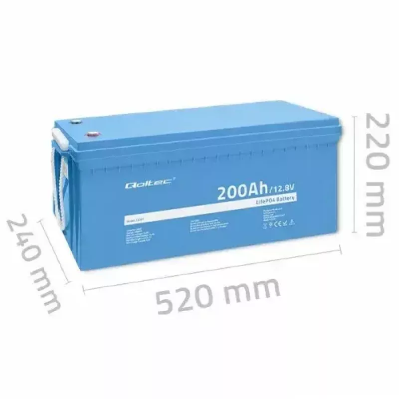 Qoltec 53707 LiFePO4 akumuliatorius 200 Ah 12,8 V