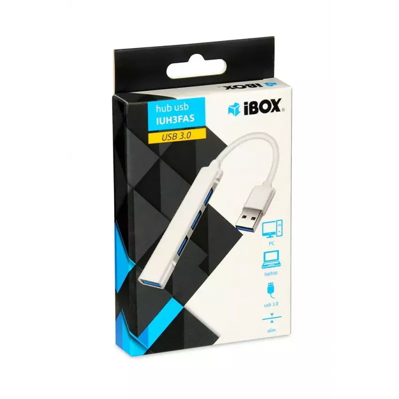 USB mazgas IBOX IUH3FAS — 1× USB 3.0, 3× USB 2.0