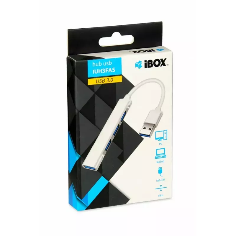 USB mazgas IBOX IUH3FAS — 1× USB 3.0, 3× USB 2.0